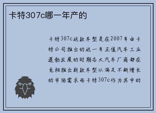 卡特307c哪一年产的